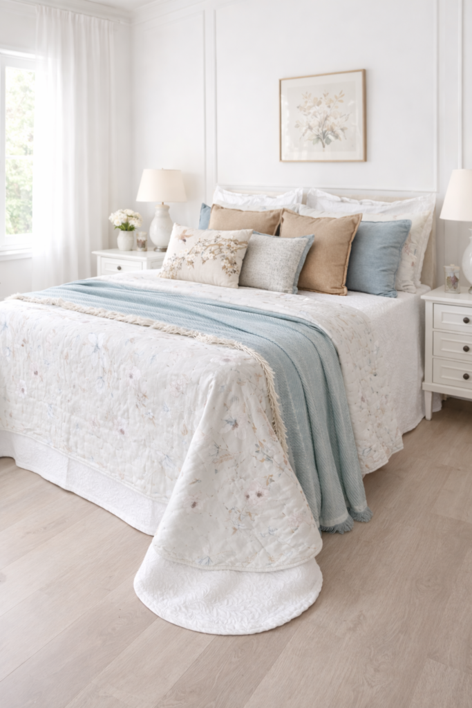 Colcha de cama con plaid