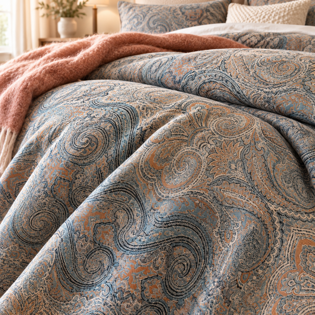 Duvet Paisley en Dormitorio Cálido